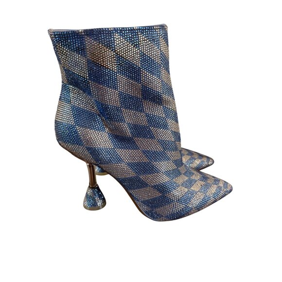 Gianni Bini Blue Rhinestone Embellished 4" Heel Ankle Boots Size 9.5 - Picture 8 of 11